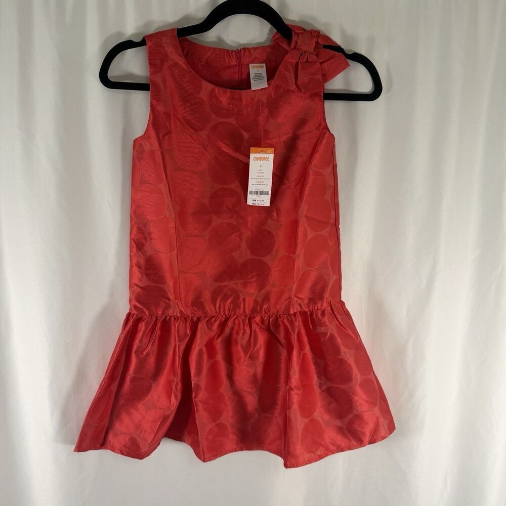 New Gymboree Dress Girls 8 Red Polka Dot Sleeveless Zip Back Bow Pullover